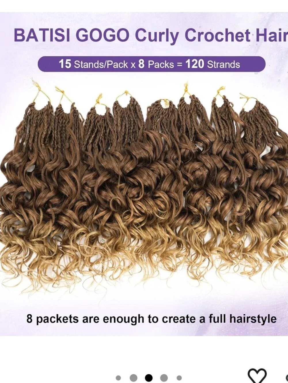 8 Pack Gogo Curl Crochet Hair 10 inch Short Curly 33/27 Brown Honey Blonde Ombre